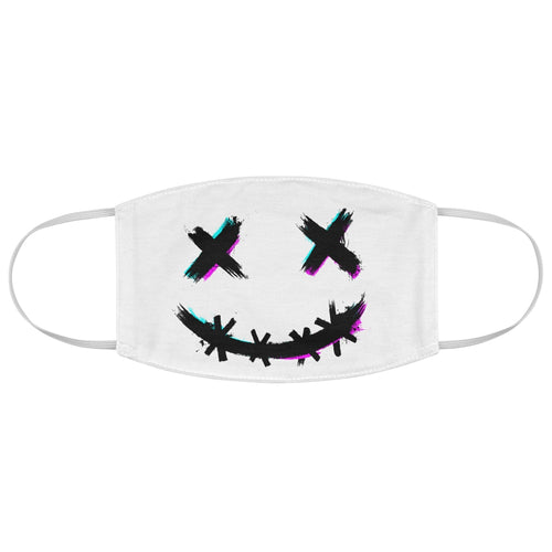 Crazy Scary Brush Stroke Smile 3D Fabric Face Mask-White