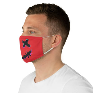 Crazy Scary Brush Stroke Smile 3D Fabric Face Mask- Red