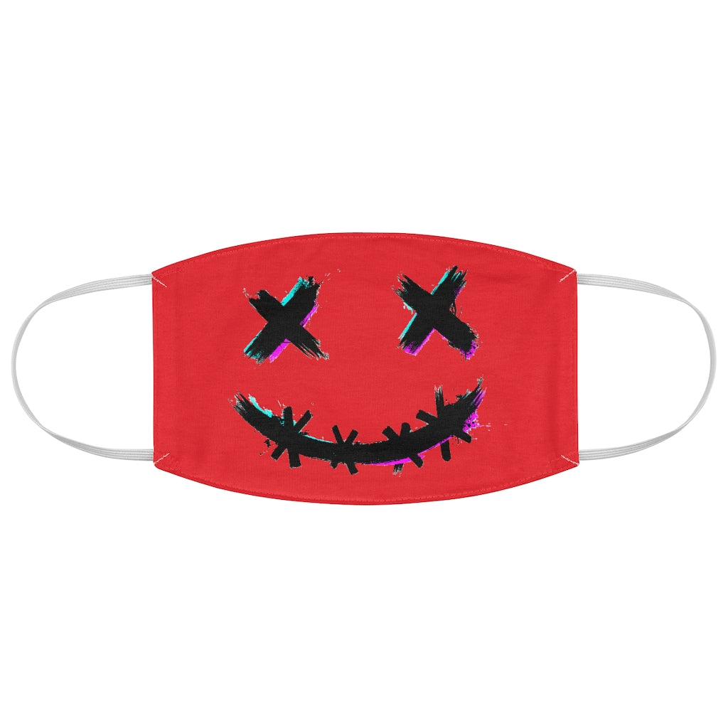 Crazy Scary Brush Stroke Smile 3D Fabric Face Mask- Red