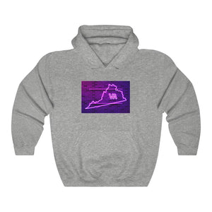 Virginia State in Neon Lights - Unisex Heavy Blend Hooded Sweatshirt