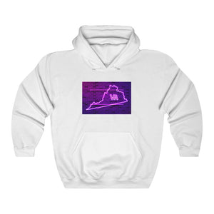 Virginia State in Neon Lights - Unisex Heavy Blend Hooded Sweatshirt