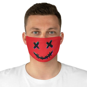 Crazy Scary Brush Stroke Smile 3D Fabric Face Mask- Red